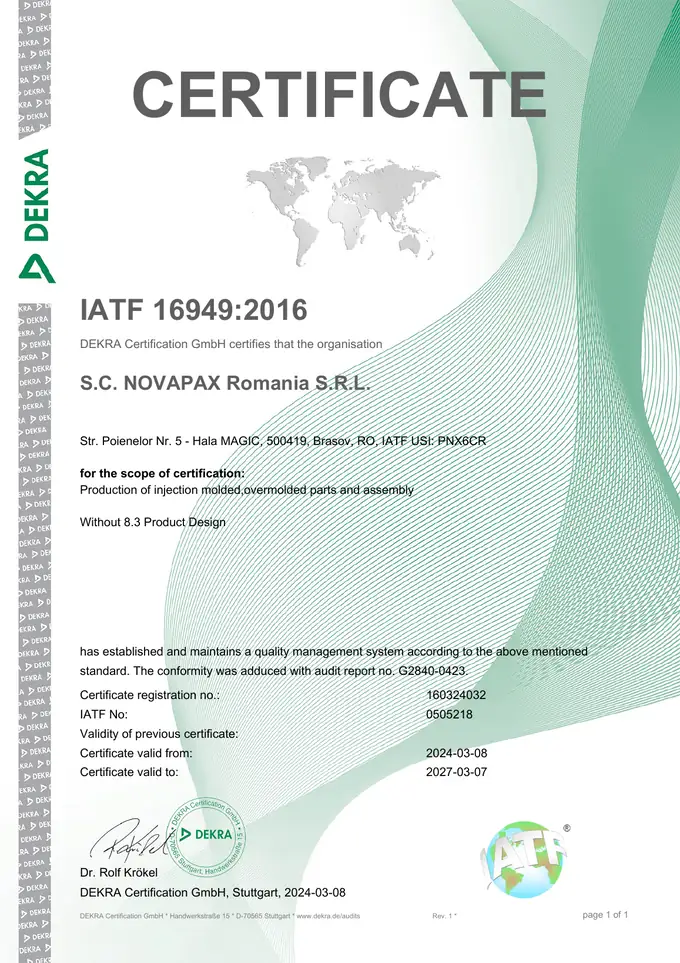 Certificat IATF 16949
